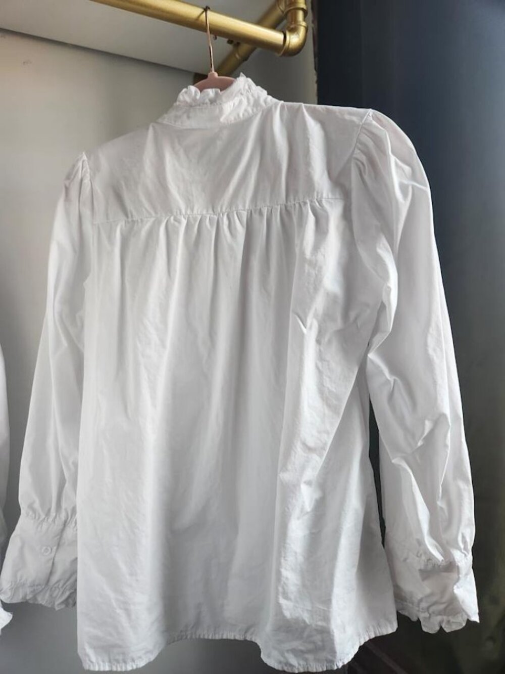 Mazik Victorian Womens White Ruffle High Neck Long Sleeve Blouse SZ S - Picture 2 of 7